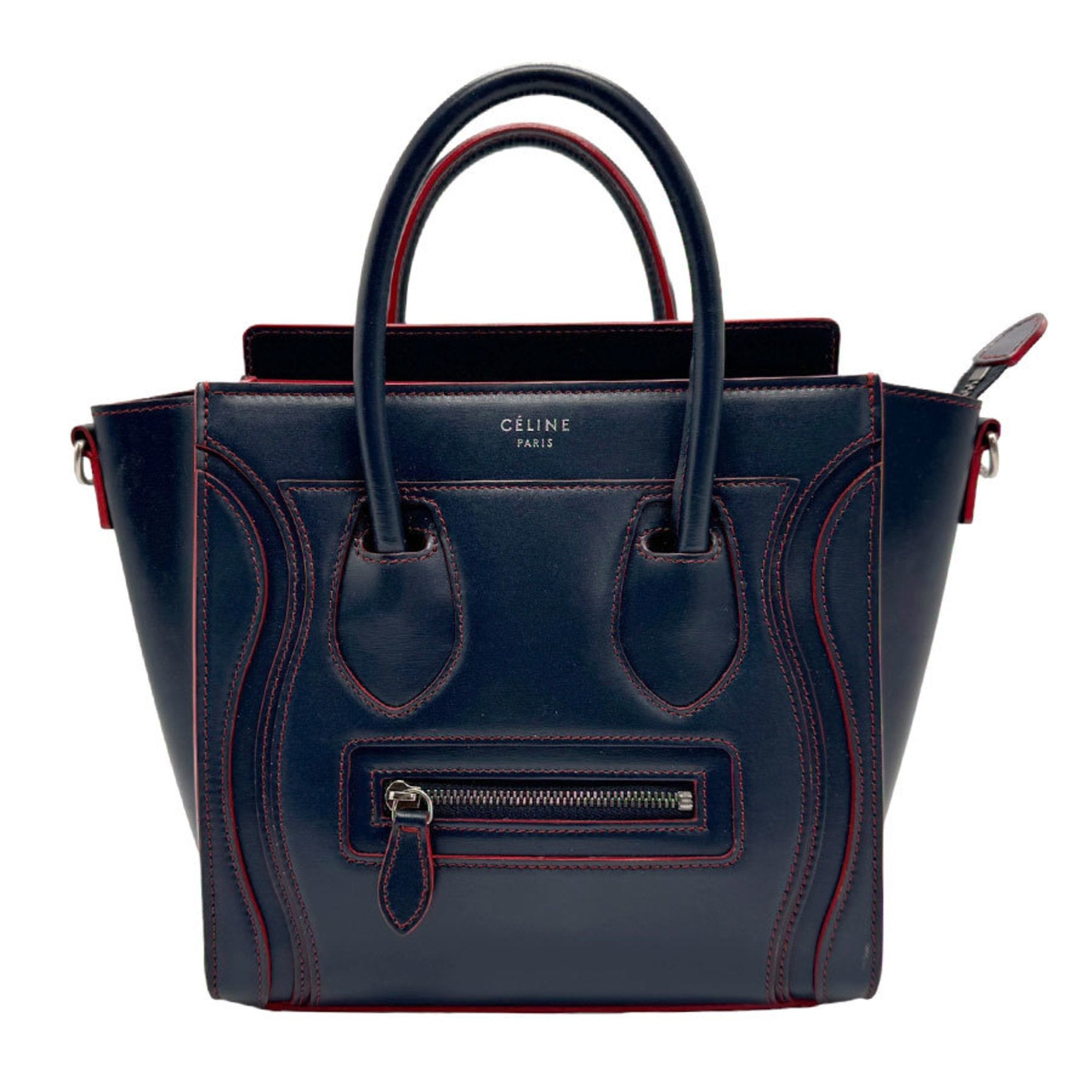 Céline Luggage Navy Leather Handbag 