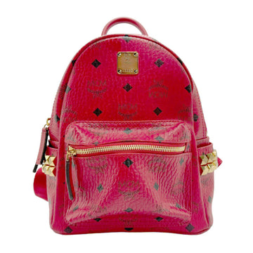 MCM Visetos Red Leather Backpack Bag