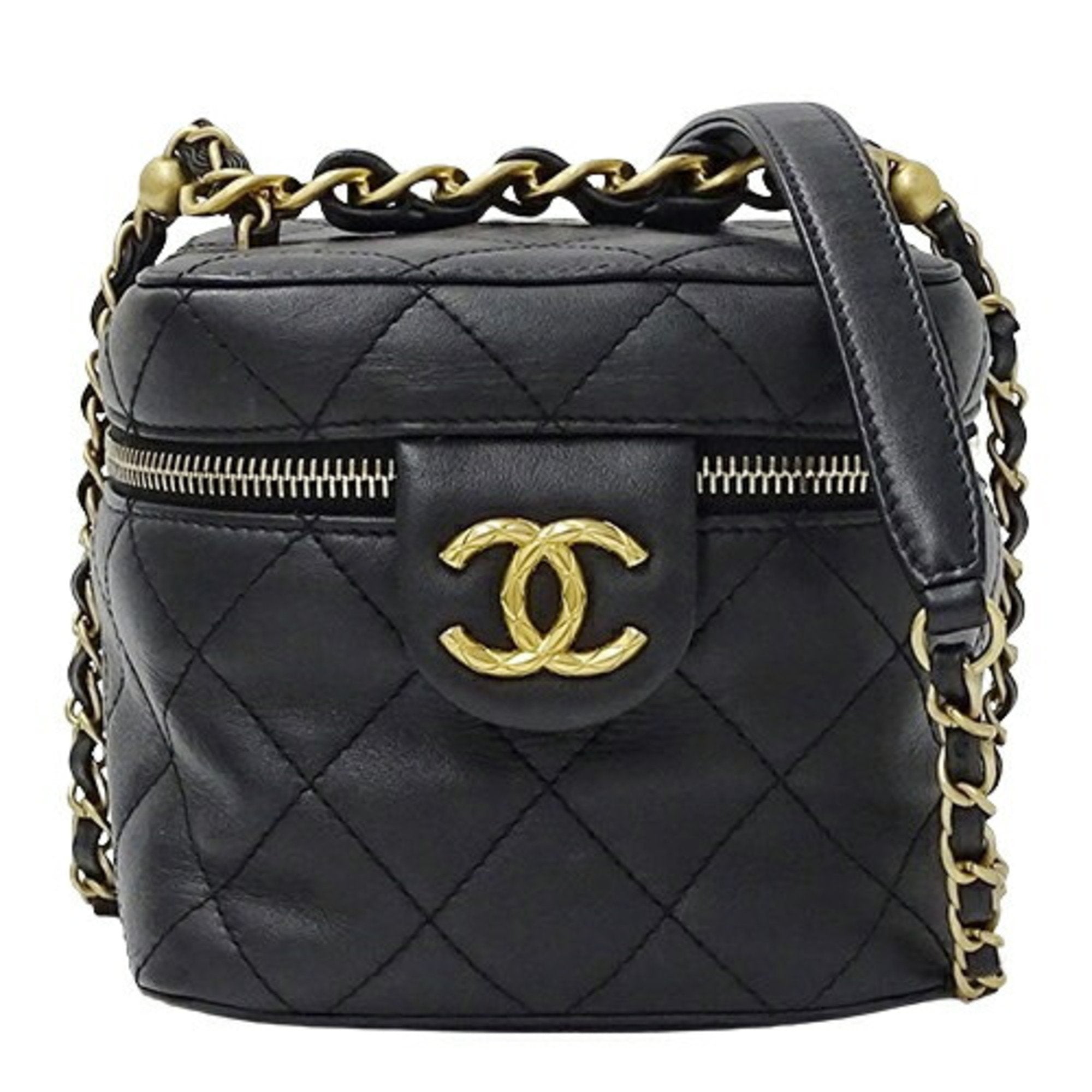 Chanel Vanity Black Leather Shoulder Bag