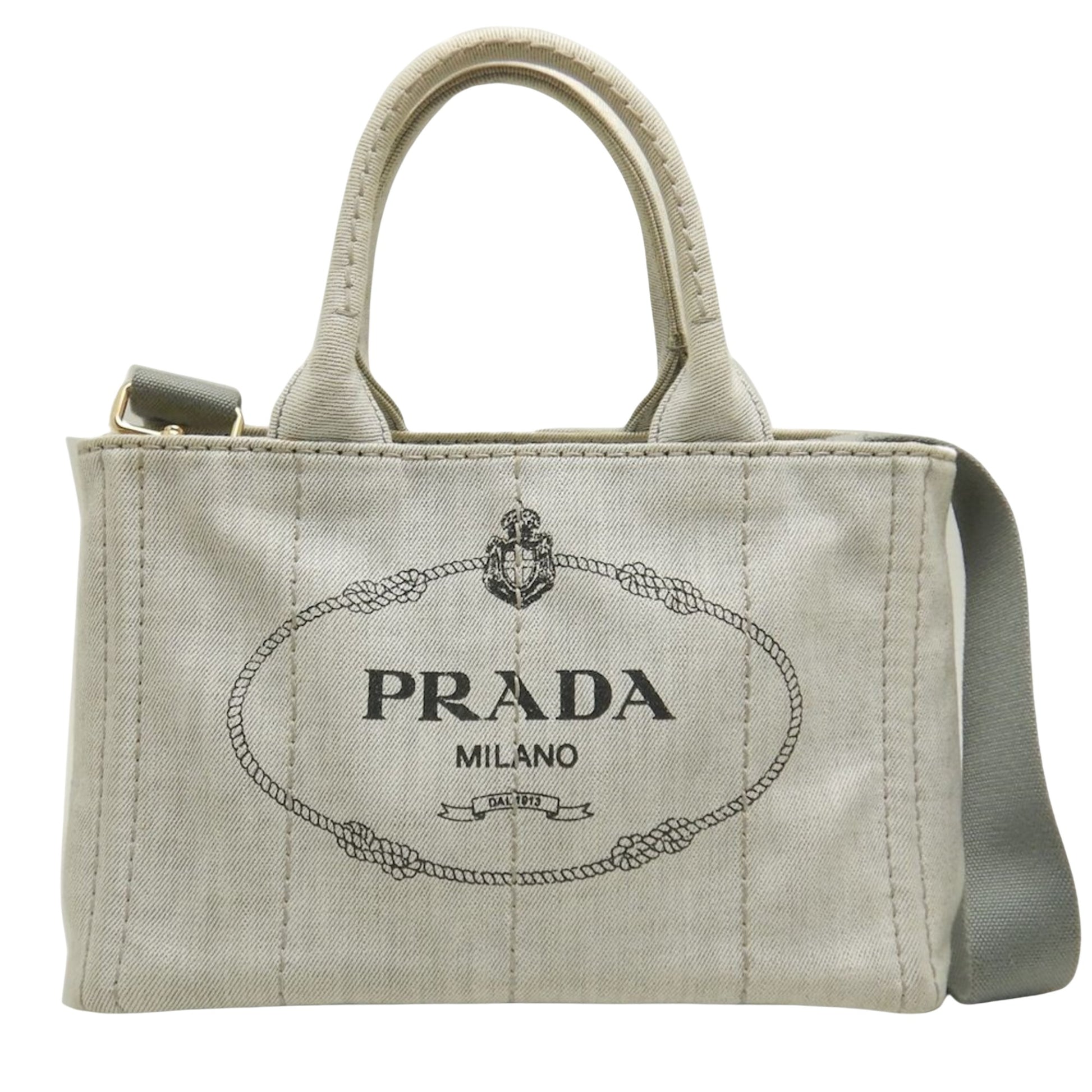 Prada Canapa White Denim - Jeans Tote Bag