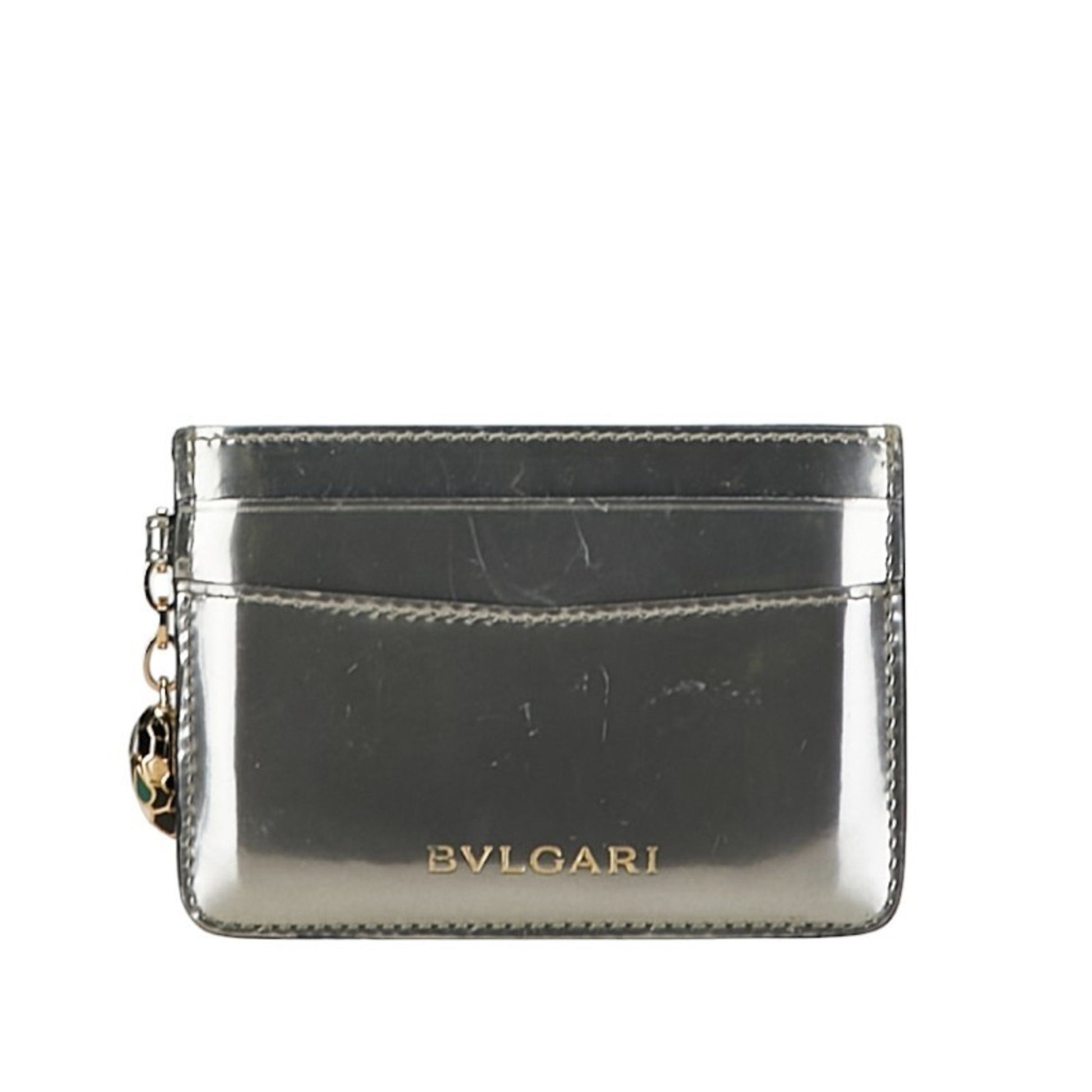 Bulgari Serpenti Silver Leather Wallet 