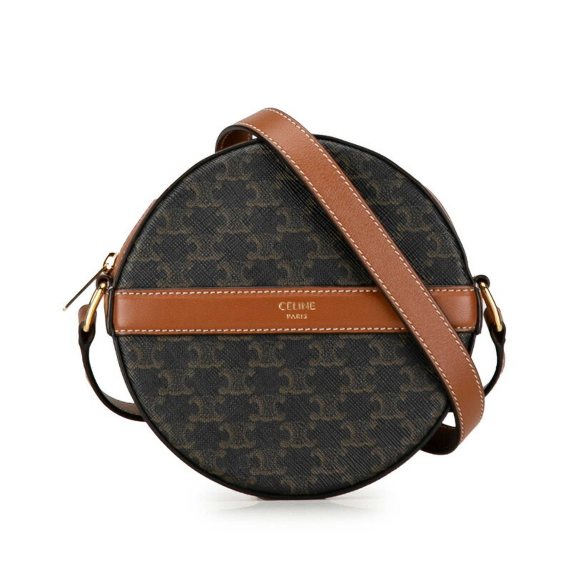 Céline Triomphe Brown Canvas Shoulder Bag