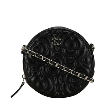 Chanel Camellia Black Leather Shoulder Bag