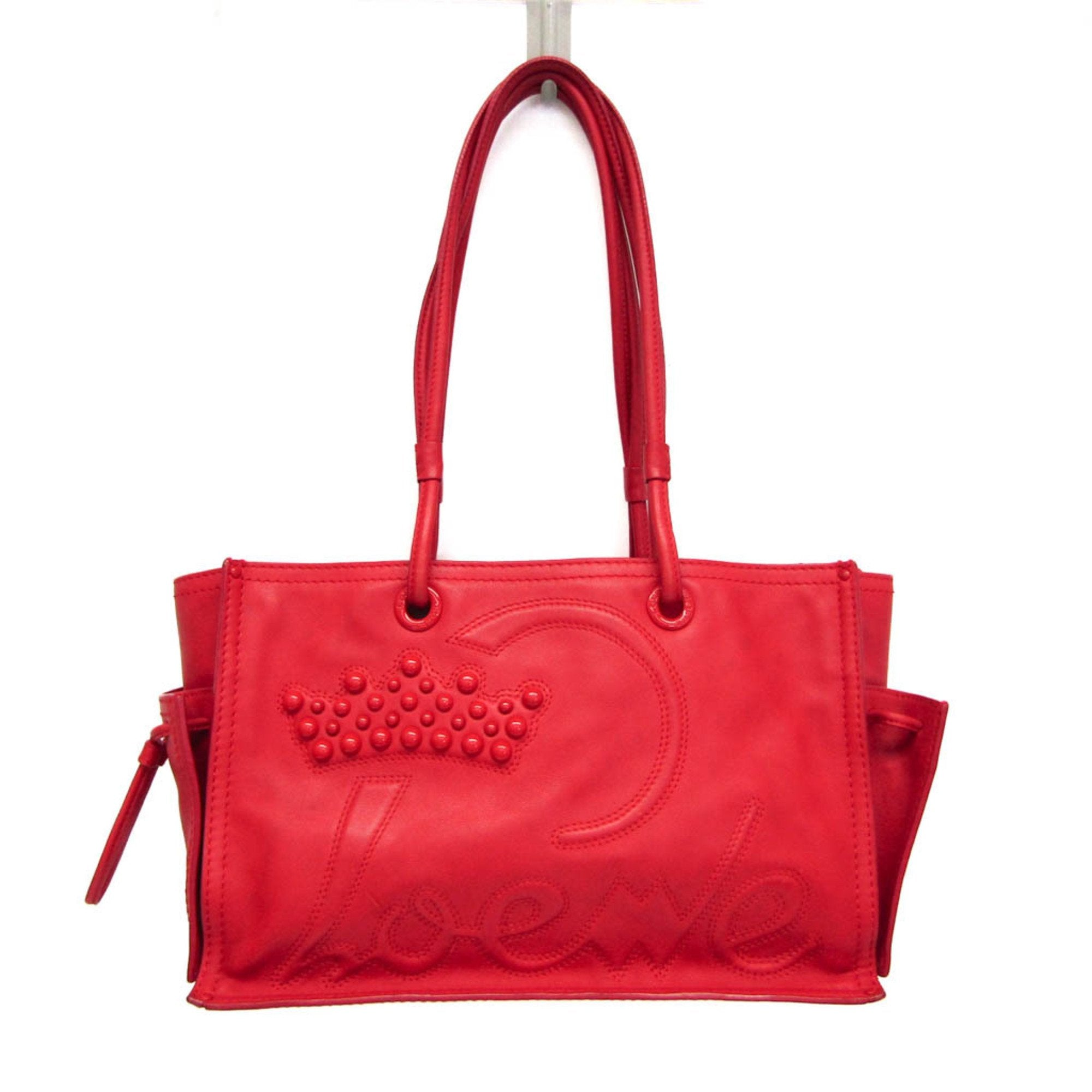 Loewe Cabas Red Leather Shoulder Bag