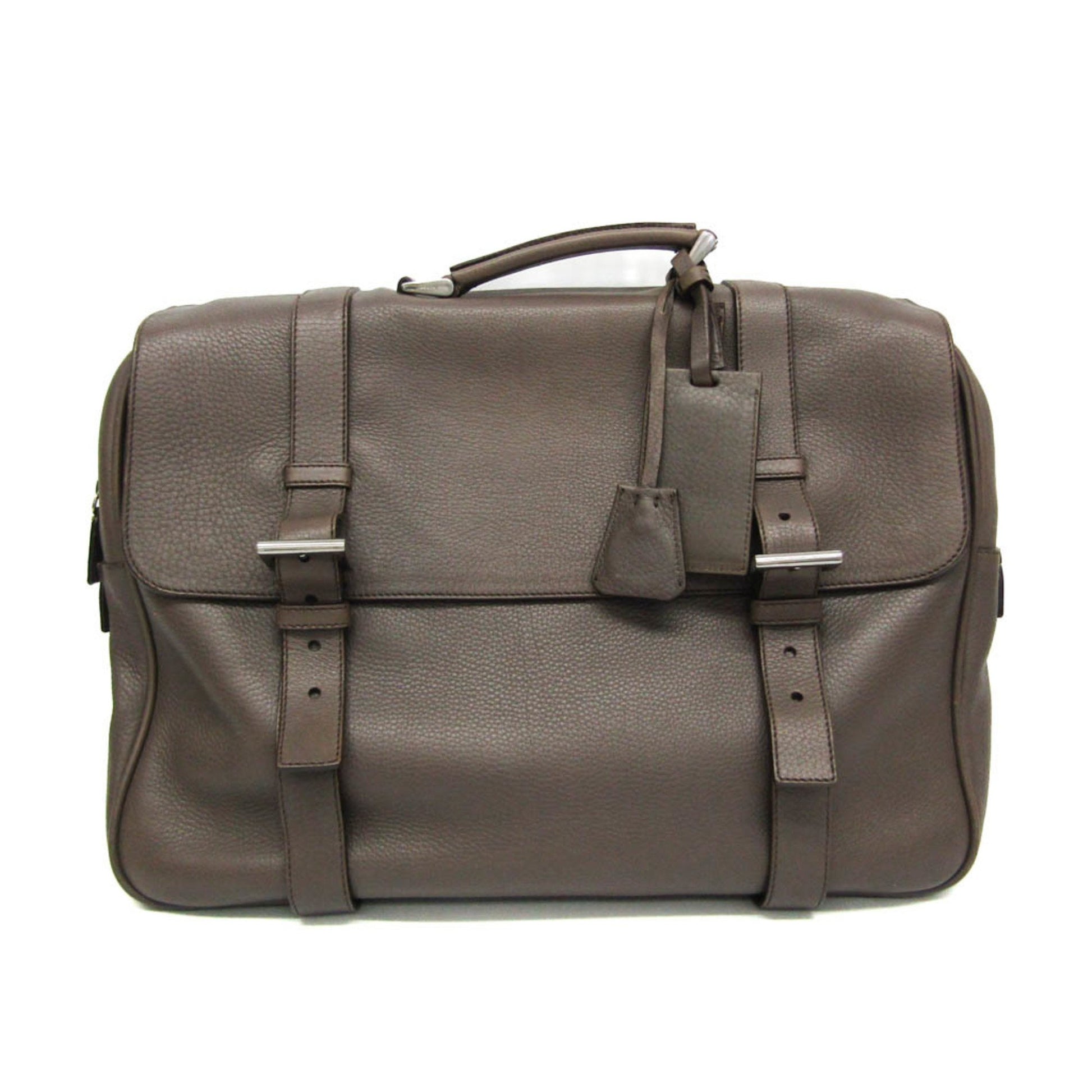 Prada Grey Leather Briefcase Bag