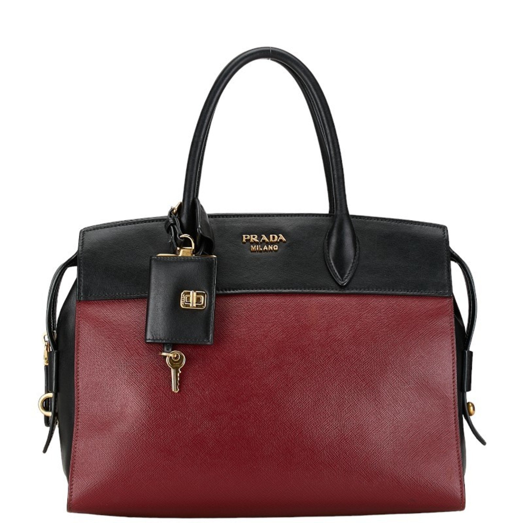 Prada Esplanade Burgundy Leather Handbag 