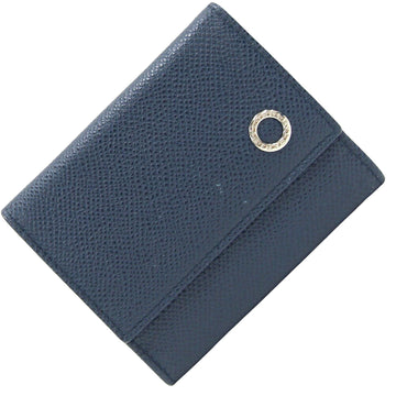 Bulgari Card case Navy Leather Wallet 