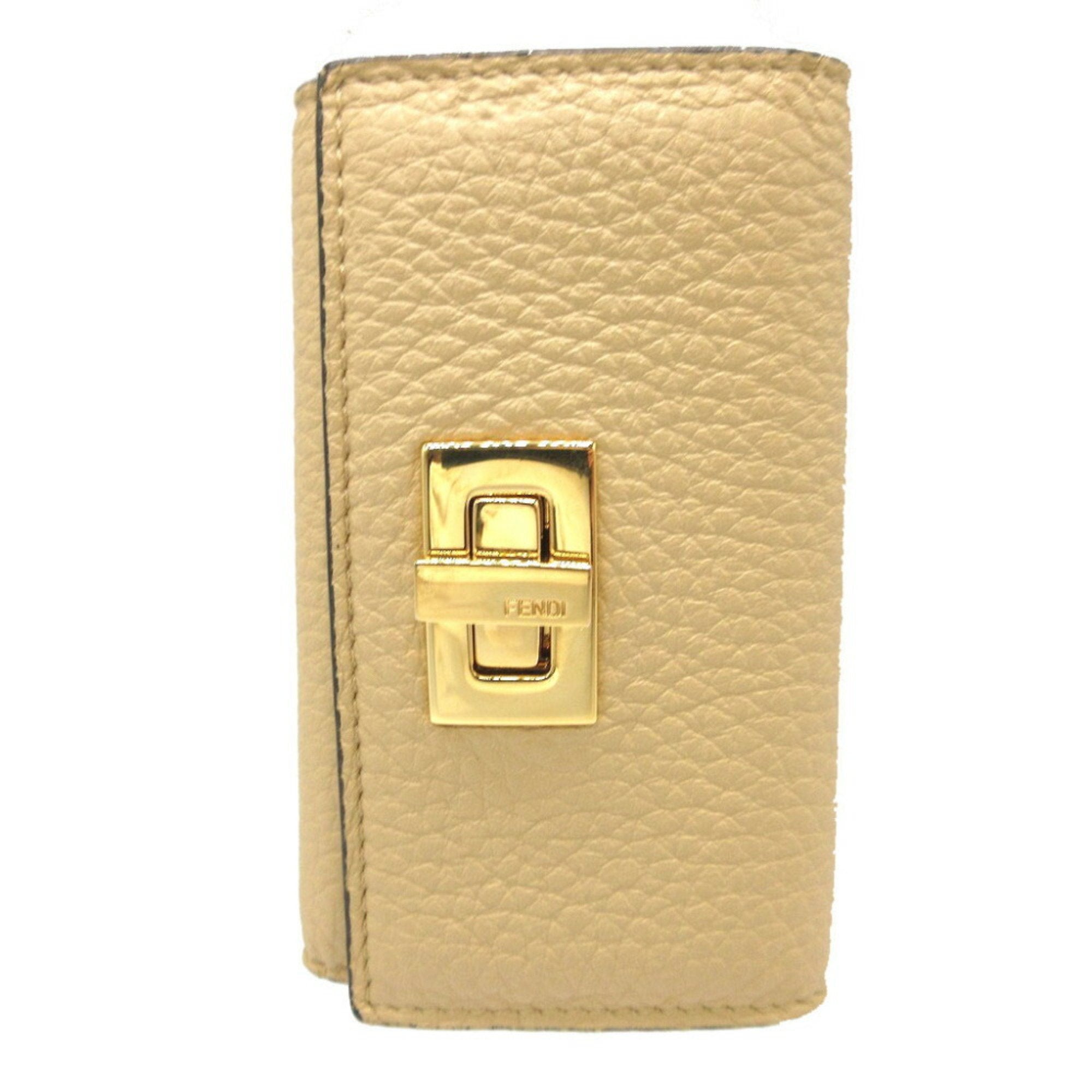 Fendi Peekaboo Beige Leather Wallet 