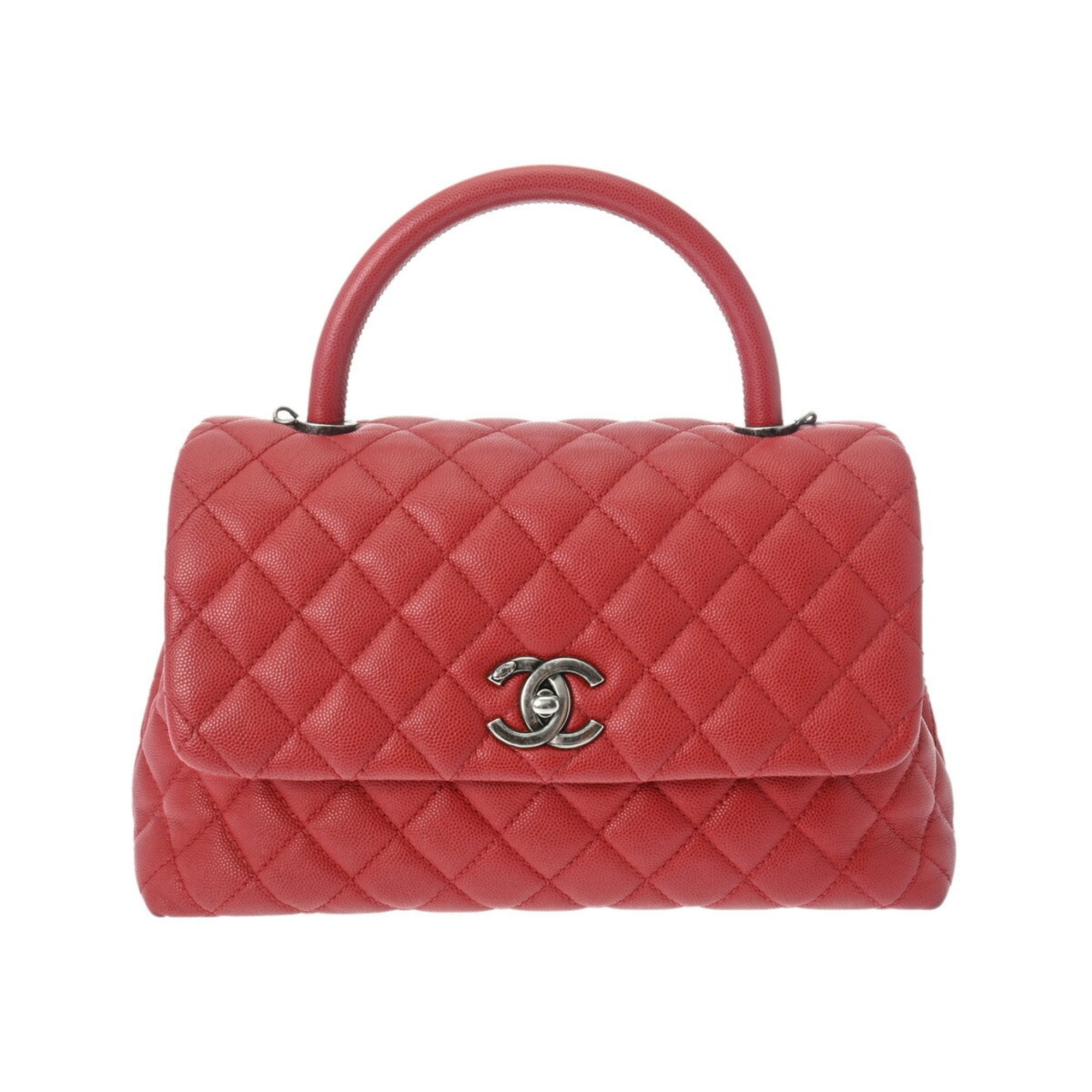 Chanel Coco Handle Red Leather Handbag 