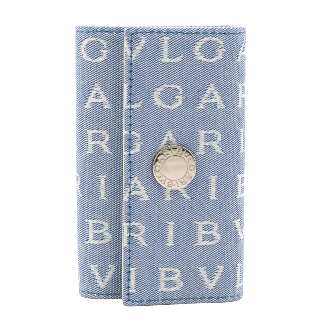 Bulgari Logo mania Blue Canvas Wallet 