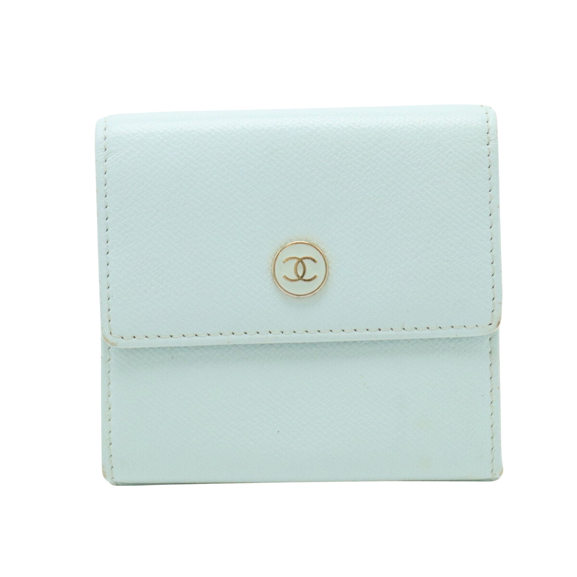 Chanel Coco Mark Blue Leather Wallet 