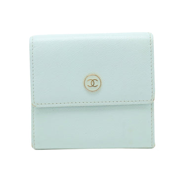 Chanel Coco Mark Blue Leather Wallet 