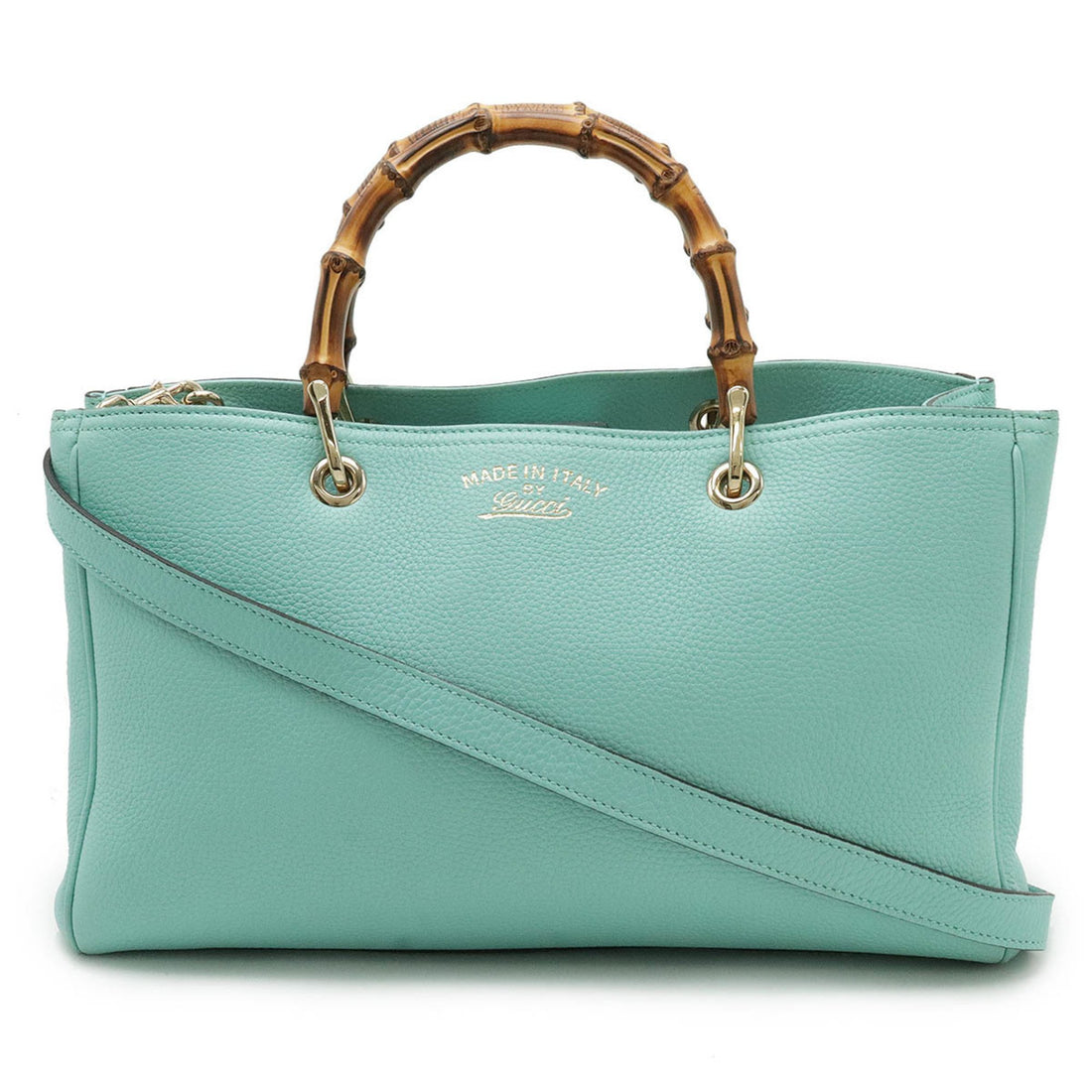 Gucci Bamboo Blue Leather Handbag 