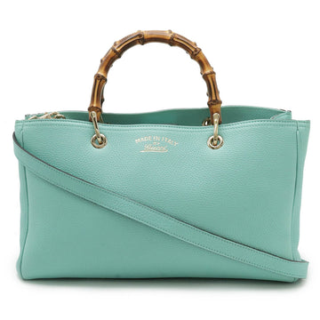 Gucci Bamboo Blue Leather Handbag 