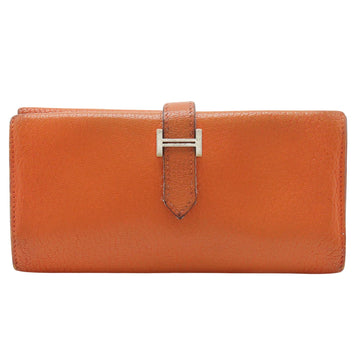 Hermès Béarn Orange Leather Wallet 