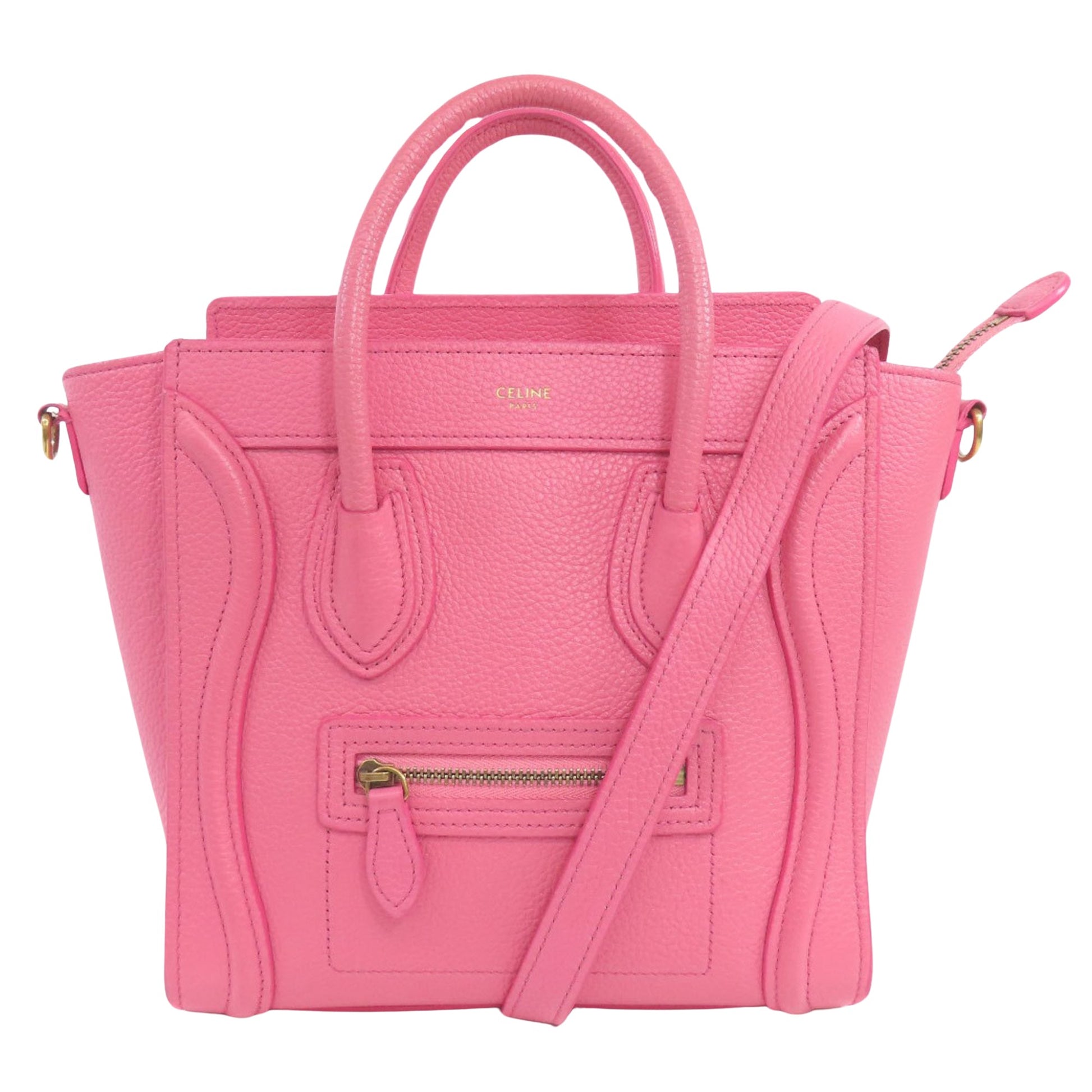 Céline Luggage Pink Pony-Style Calfskin Tote Bag