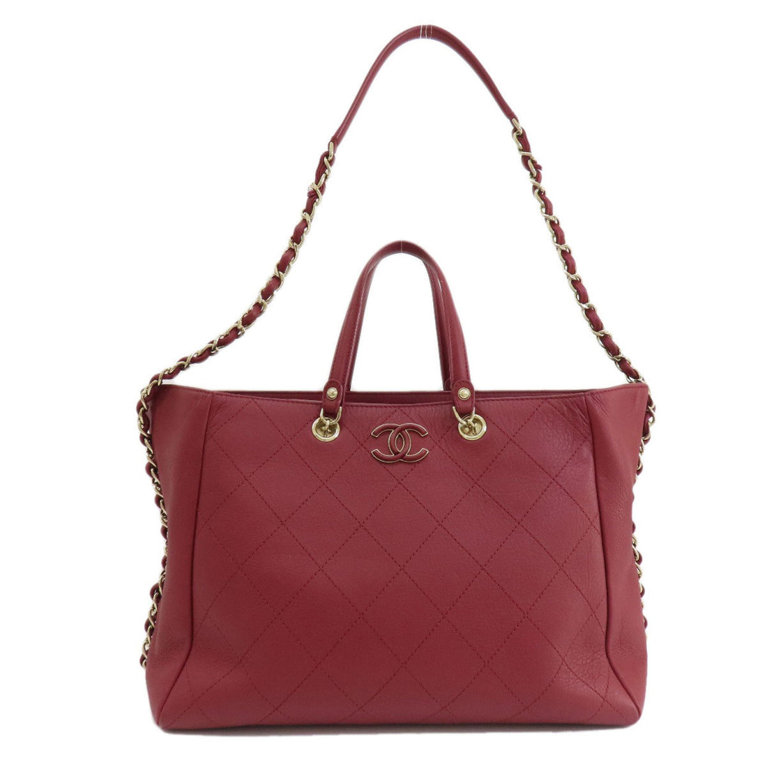 Chanel Matelassé Burgundy Leather Handbag 