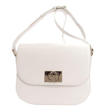 Furla Arch White Leather Shoulder Bag