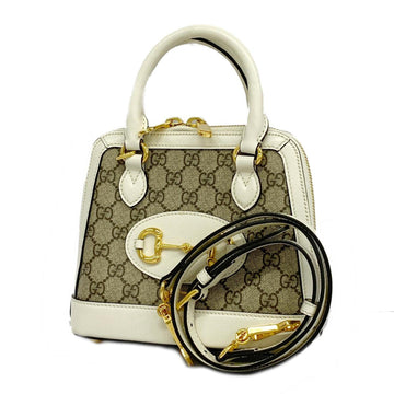 Gucci Horsebit White Canvas Handbag 