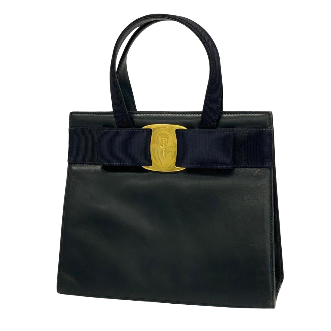 Salvatore Ferragamo Vara Navy Leather Handbag 