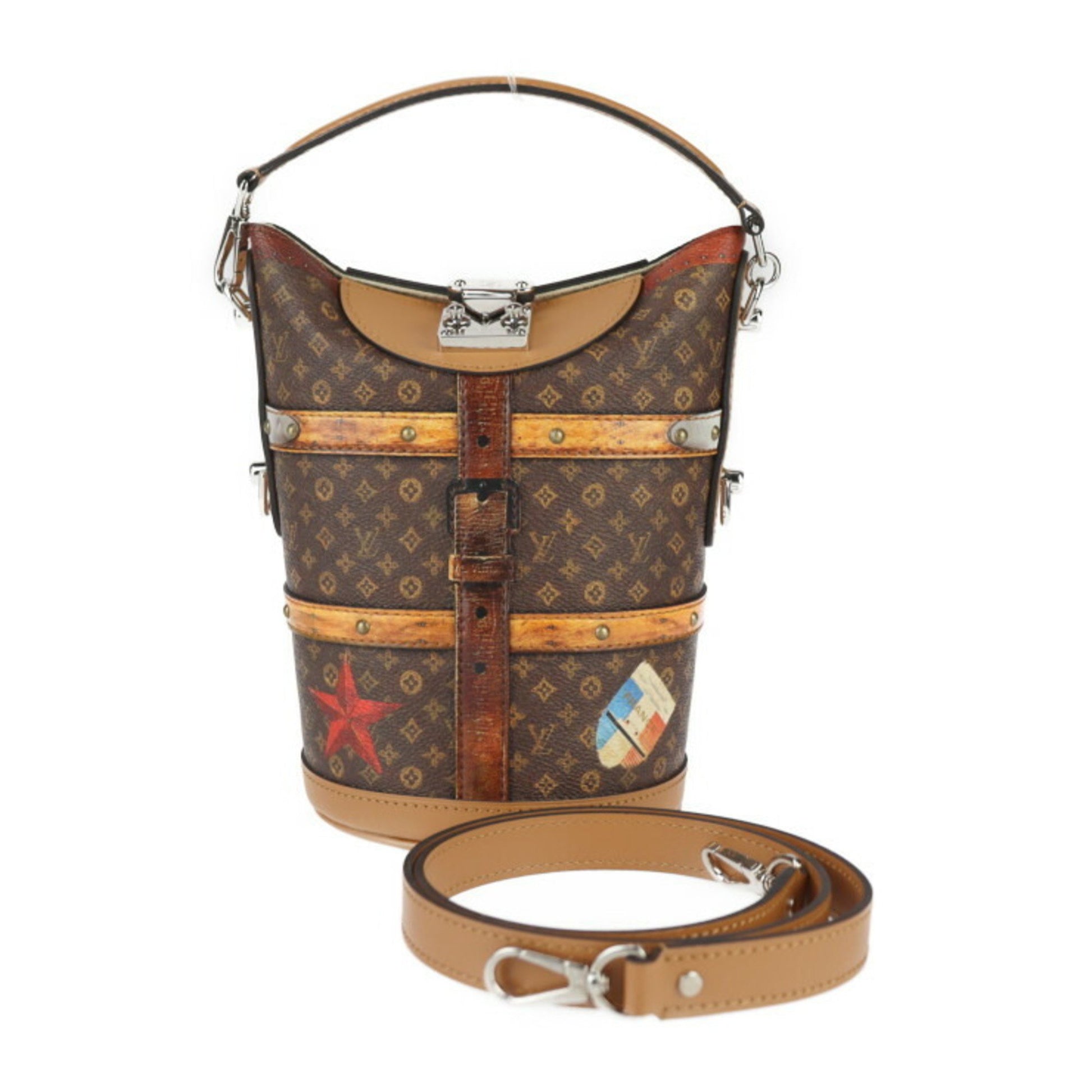 Louis Vuitton Duffle Brown Canvas Handbag 