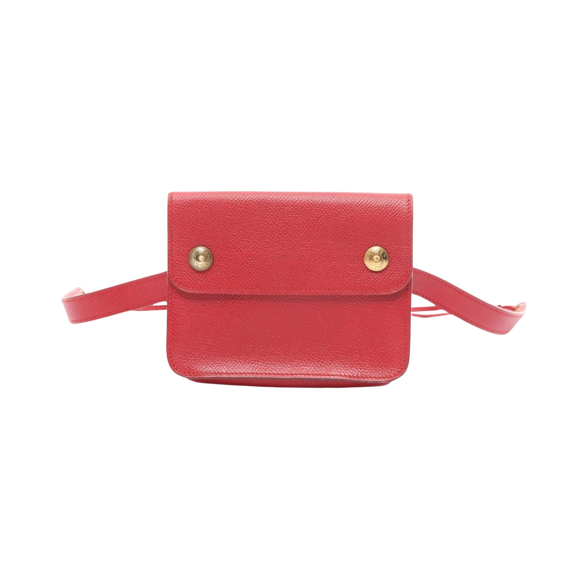 Hermès Pochette Red Leather Clutch Bag