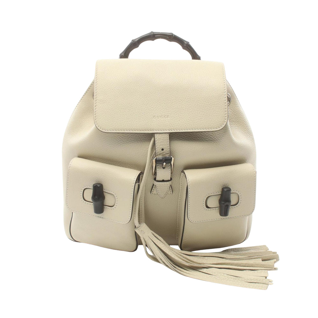 Gucci Bamboo White Leather Backpack Bag