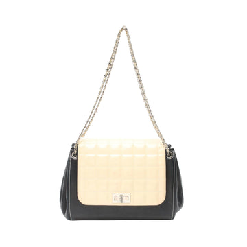 Chanel Chocolate bar Beige Patent Leather Shoulder Bag