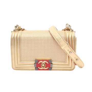 Chanel Boy Gold Leather Shoulder Bag