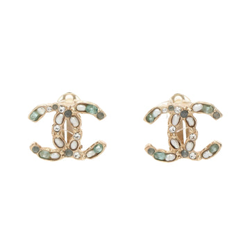 Chanel Logo CC Gold Gold Plated Earring 