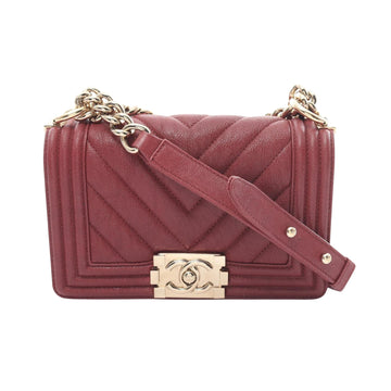 Chanel Boy Burgundy Leather Shoulder Bag