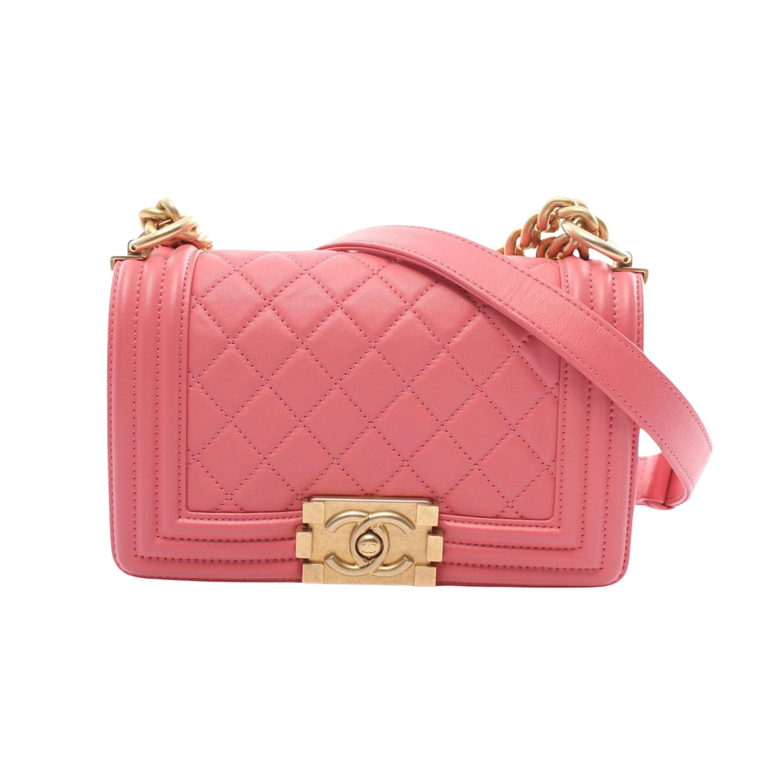 Chanel Boy Pink Leather Shoulder Bag