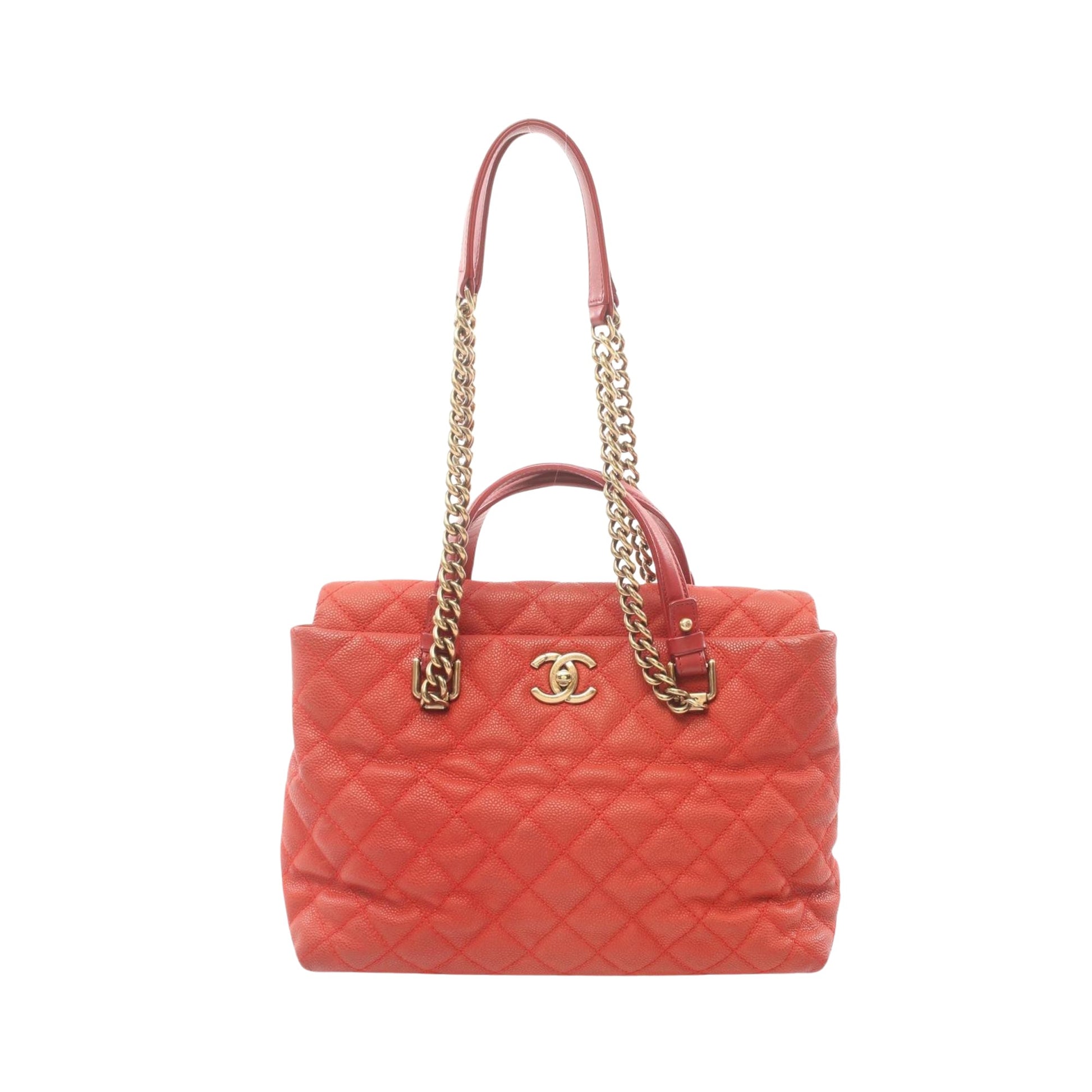 Chanel Cabas Red Leather Shoulder Bag