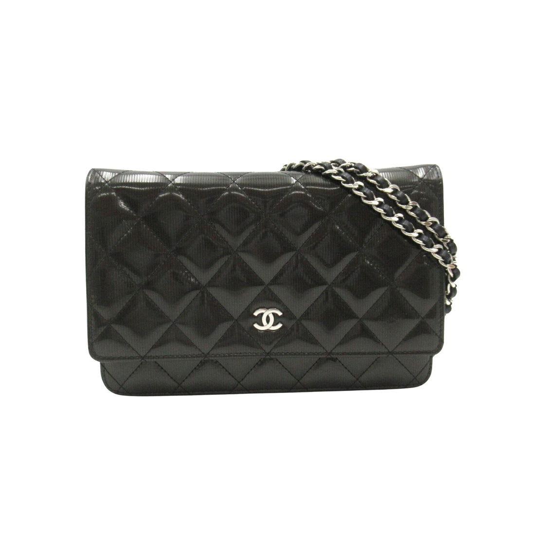 Chanel Wallet On Chain Black Patent Leather Shoulder Bag