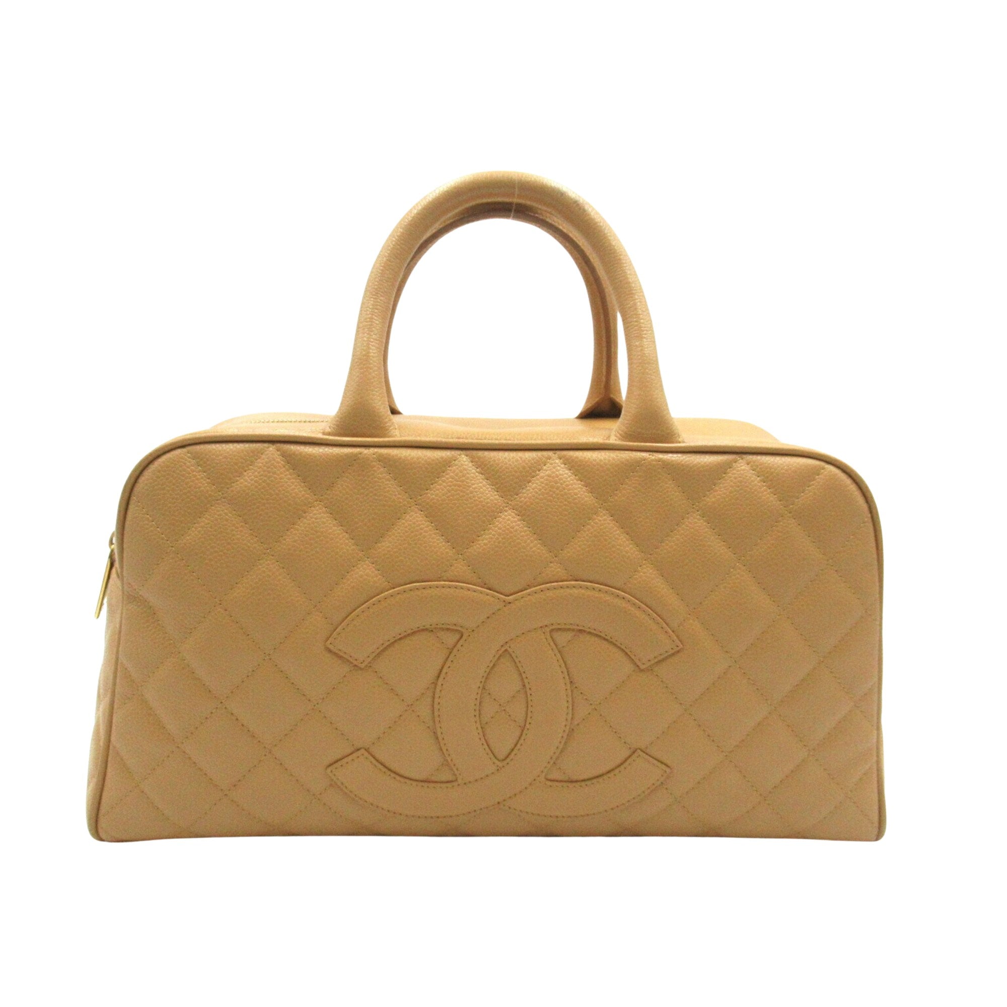 Chanel Bowling Beige Leather Travel Bag