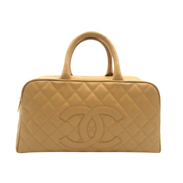 Chanel Bowling Beige Leather Travel Bag