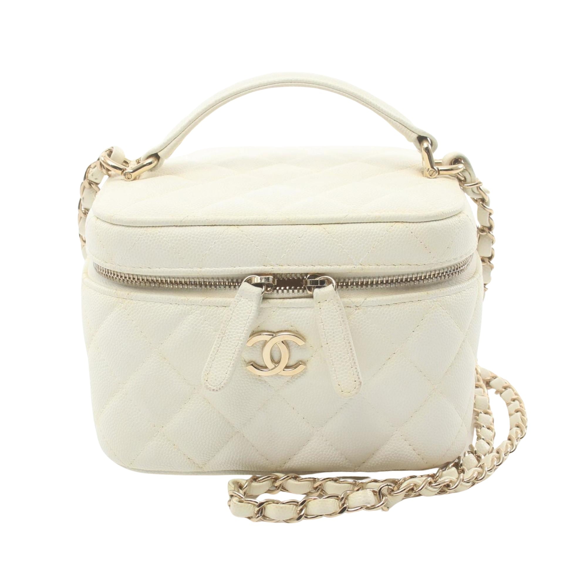 Chanel Vanity White Leather Handbag 