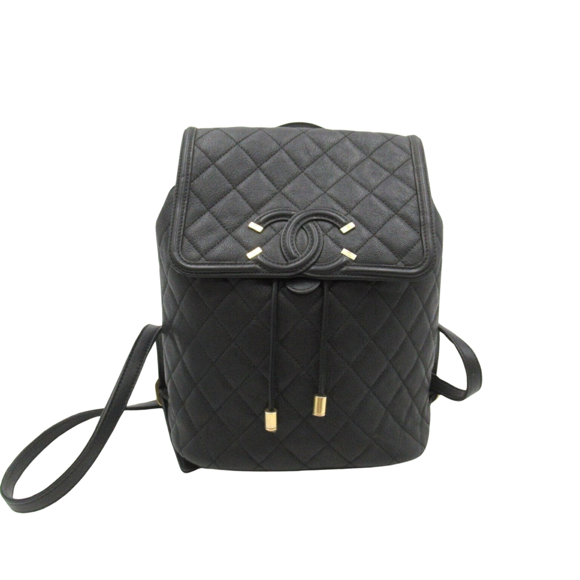 Chanel CC Filigree Black Leather Backpack Bag