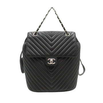 Chanel V-Stich Black Leather Backpack Bag