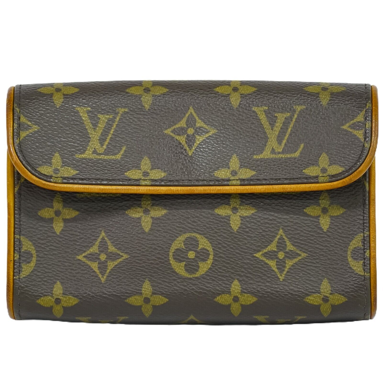 Louis Vuitton Pochette florentine Brown Gold Plated Clutch Bag