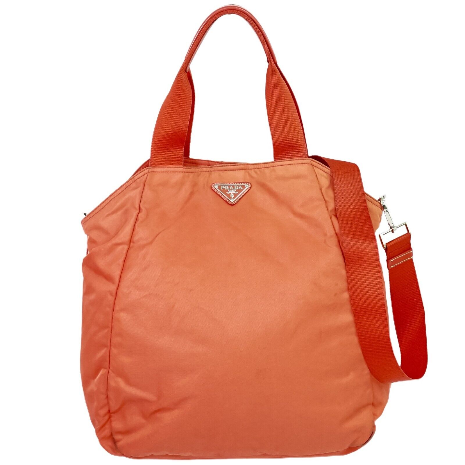 Prada Tessuto Orange Synthetic Handbag 