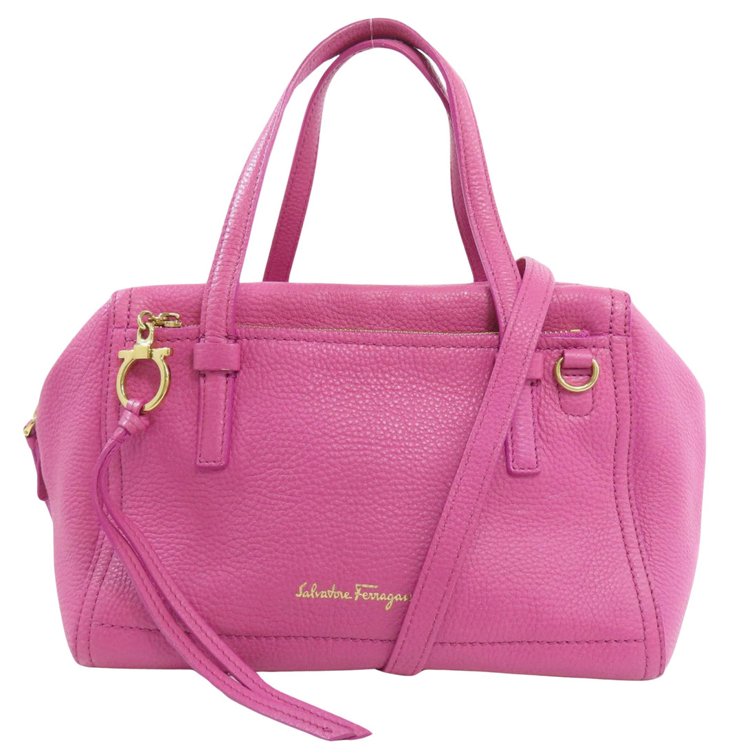 Salvatore Ferragamo Amy Pink Leather Handbag 