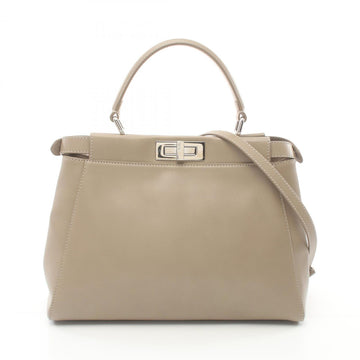 Fendi Peekaboo Beige Leather Handbag 