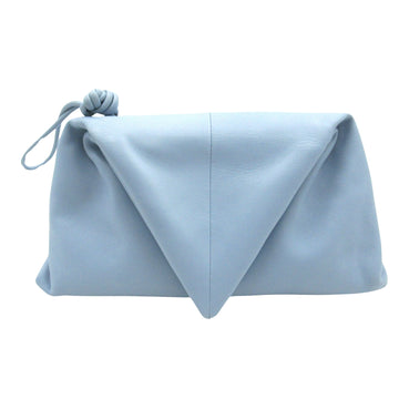 Bottega Veneta Triangle Blue Leather Clutch Bag