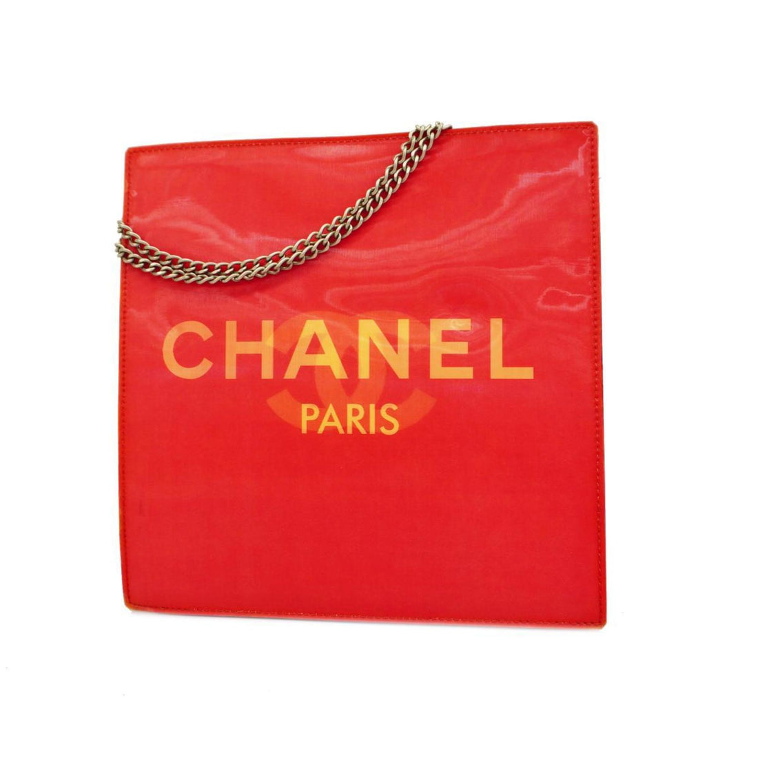 Chanel Logo CC Red Patent Leather Shoulder Bag