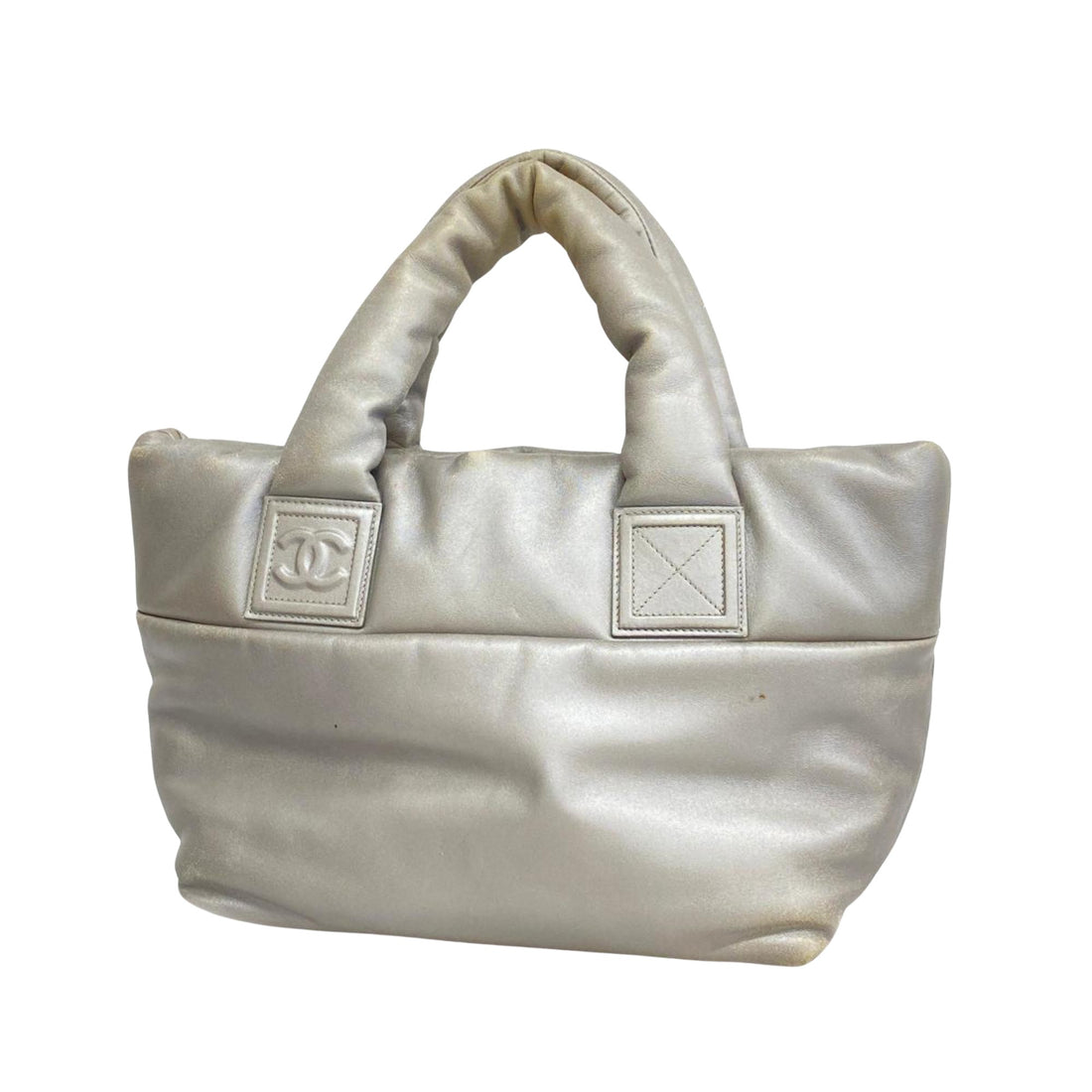 Chanel Coco Cocoon Silver Leather Tote Bag