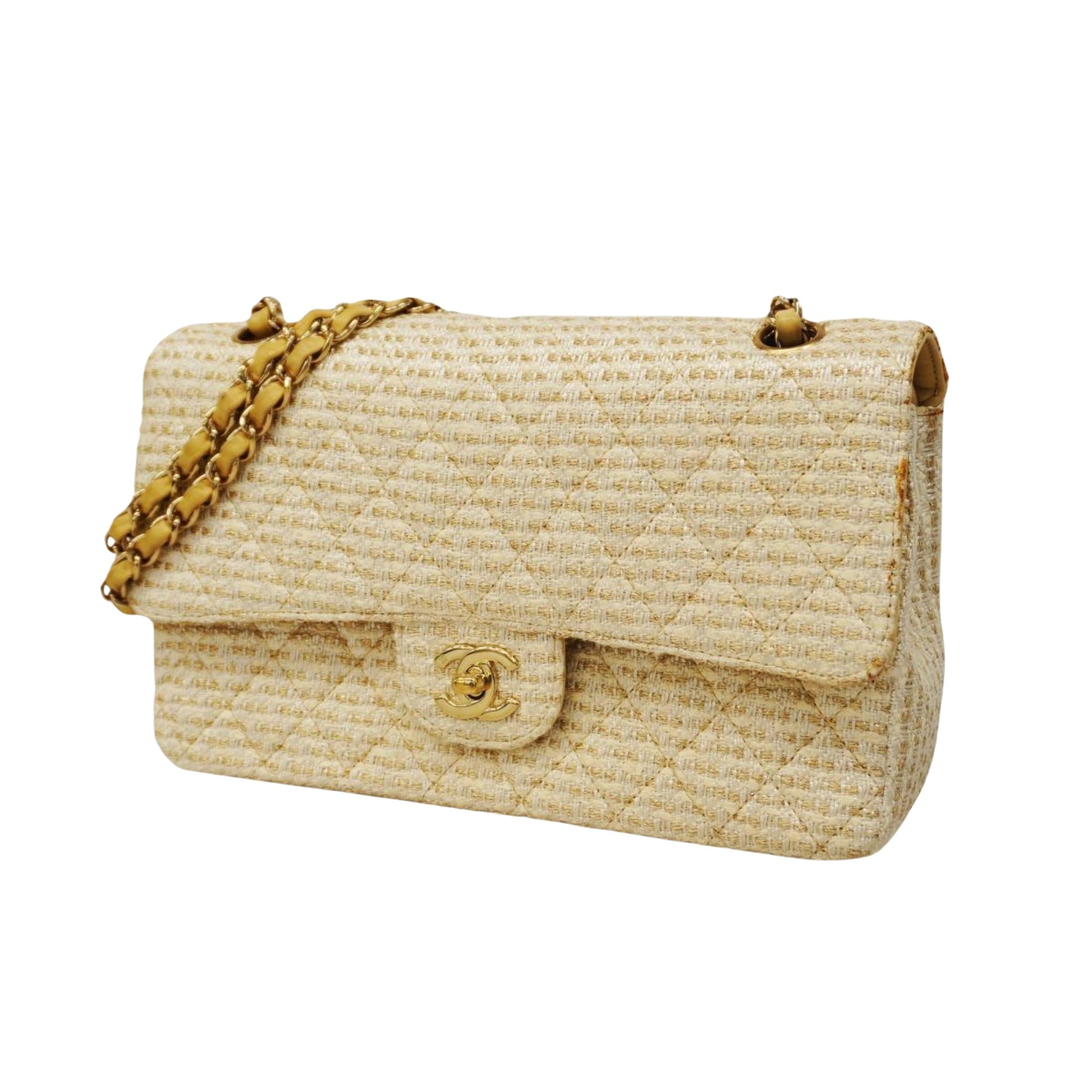 Chanel Timeless Beige Tweed Shoulder Bag