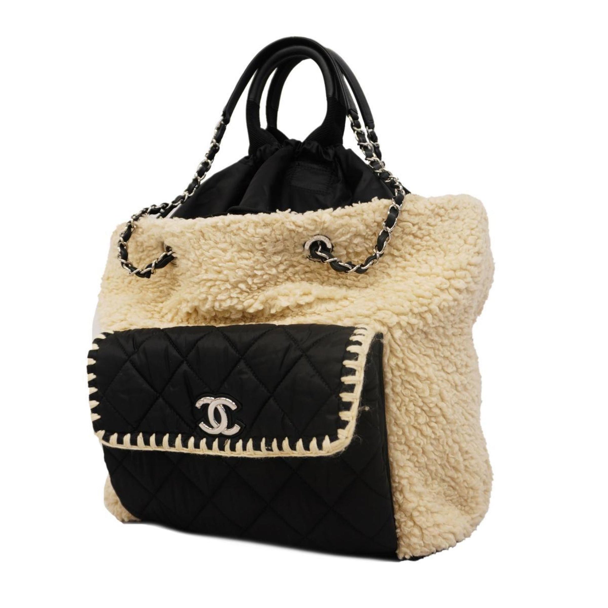 Chanel Cocon neige Beige Wool Handbag 