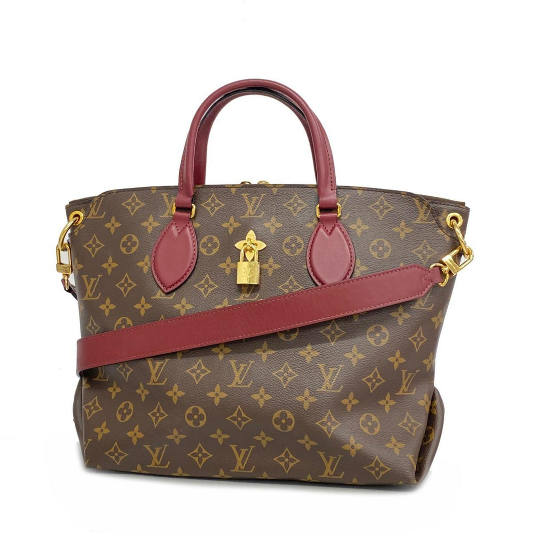 Louis Vuitton Flower Zip Burgundy Canvas Handbag 