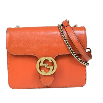 Gucci Interlocking G Orange Leather Shoulder Bag